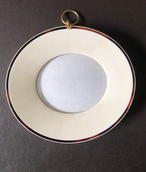 Miniatur/Foto-Rahmen mit Mammut-Elfenbein belegt Bildgröße 5x6cm auß.10,5x11,5cm