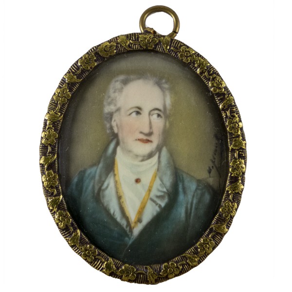Miniatur-Rahmen mit Malerei Bildgröße 4x5 cm Goethe