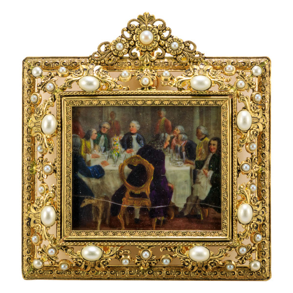 Miniatur-Rahmen mit Malerei Bildgröße 5x6 cm Außenmaß 10x11 cm