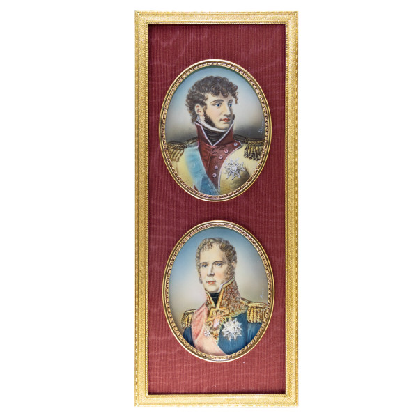 Elfenbein Miniatur mit Antiquitäten Nachweis Bildmaß 7x9 cm außen 10x25 cm