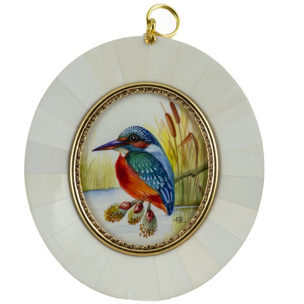 Miniatur-Rahmen mit Malerei Bildgröße 5x6 cm Eisvogel