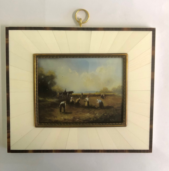 Mammut-Elfenbein Miniatur Bildgröße 7x9cm auß.14x12 cm-