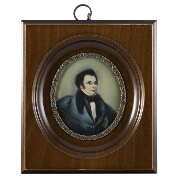 Miniatur-Rahmen mit Malerei Bildgröße 5x6 cm außen10x11cm Franz Schubert