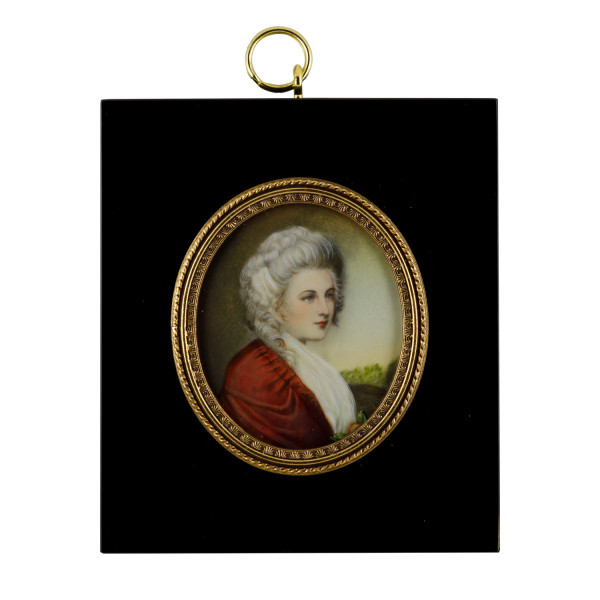 Miniatur-Rahmen mit Malerei Bildgröße 4x5 cm außen 8,5x9,5 cm