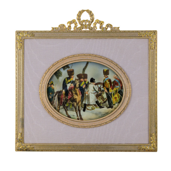 Miniatur-Rahmen mit Malerei Bildgröße 7x9 cm außen 13x12 cm