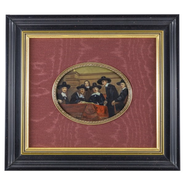 Miniatur-Rahmen mit Malerei Bildgröße 7x9 cm außen 17x19 cm