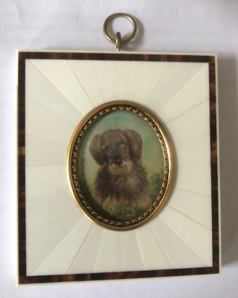 Mammut-Elfenbein Miniatur Bildgröße 4x5 cm außen 9x10 cm