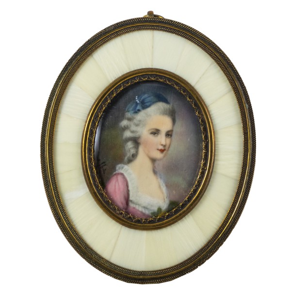 Miniatur-Rahmen mit Malerei Bildgröße 4x5 cm Const. Weber Mozarts Braut