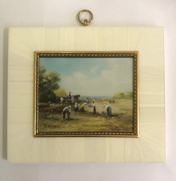 Mammut-Elfenbein Miniatur Bildgröße 7x9cm auß.14x12 cm