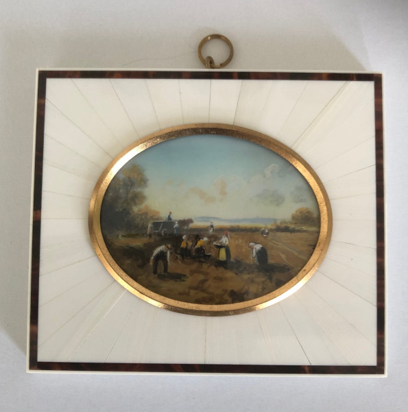 Mammut Elfenbein Miniatur Bildmaß 7x9 cm außen 11x12 cm