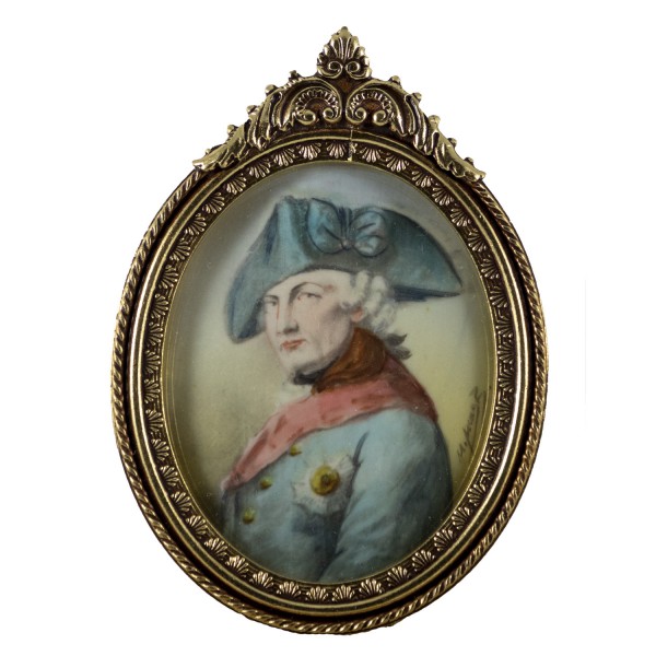 Miniatur-Rahmen mit Malerei Bildgröße 4x5 cm König Friedrich der Große