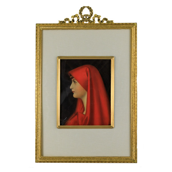 Miniatur-Rahmen mit Malerei Bildgröße 7x9 cm außen 13x20 cm