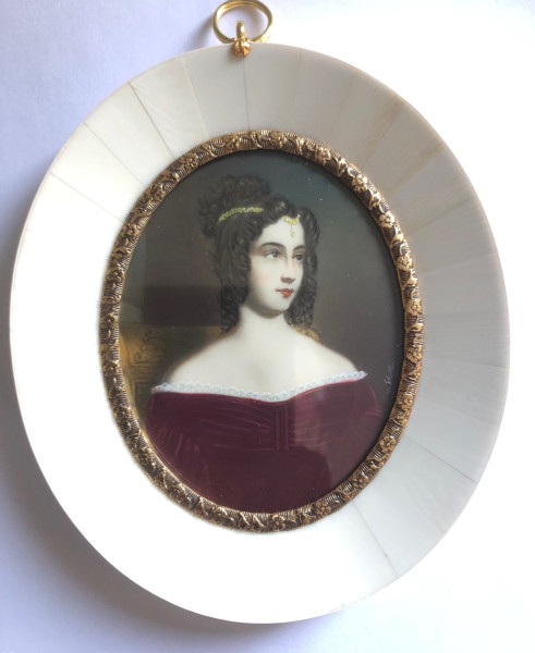 Mammut Elfenbein Miniatur Bildmaß 7x9 cm außen 11x12 cm