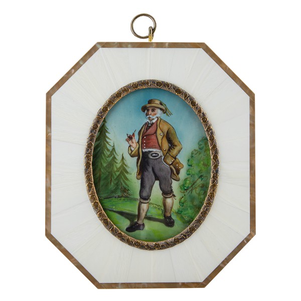Miniatur-Rahmen mit Malerei Bildgröße 7x9 cm Teg. Herrentracht