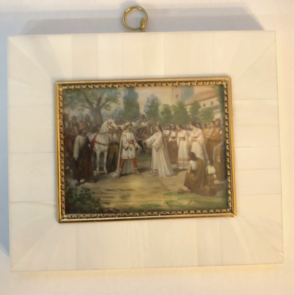 Mammut-Elfenbein Miniatur Bildgröße 7x9cm auß.14x12 cm