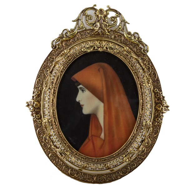 Miniatur-Rahmen mit Malerei Bildgröße 7x9 cm Außenmaß 11x14 cm Fabiola