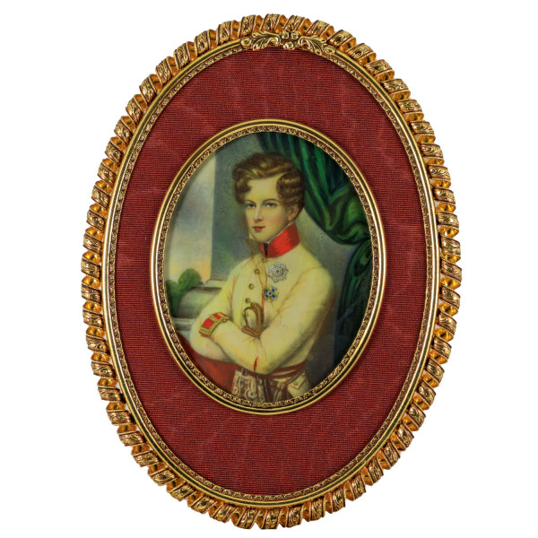 Miniatur-Rahmen mit Malerei Bildgröße 7x9 cm außen 11x13 cm