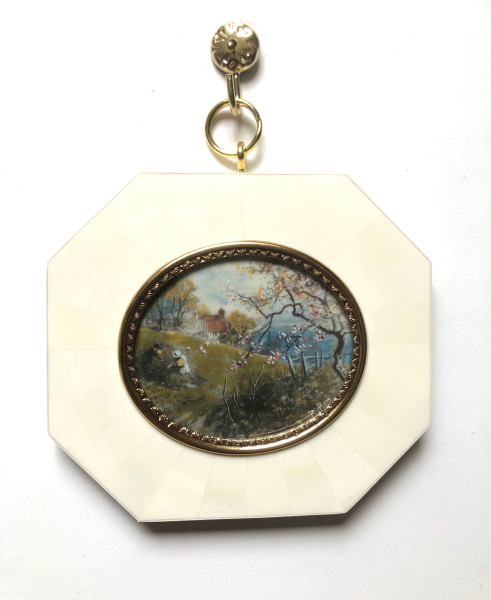 Mammut Elfenbein Miniatur Bildmaß 5x6 cm außen 10,5x9,5 cm