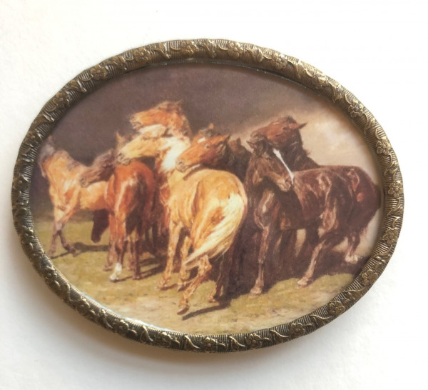 Aktion bis Ostern 20% Rabatt= 17,00 Bronzerahmen von Haffke gegr. 1909 mit Kunstdruck Pferdegruppe e