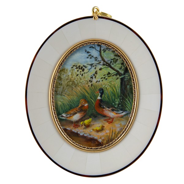 Miniatur-Rahmen mit Malerei Bildgröße 7x9 cm Enten