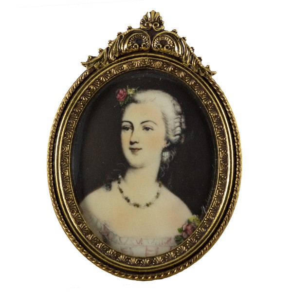 Miniatur-Rahmen mit Malerei Bildgröße 4x5 cm Mme.Dubarry