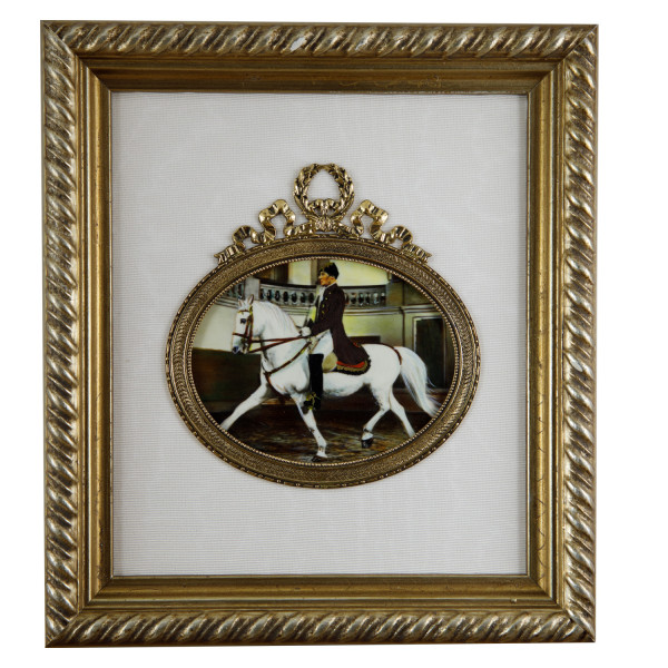 Elfenbein Miniatur mit Antiquitäten Nachweis Bildgröße 7x9 cm außen 16x18 cm