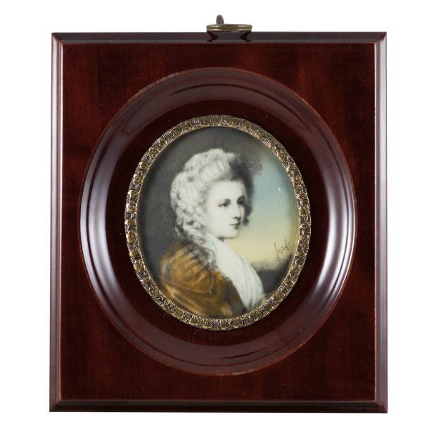 Miniatur-Rahmen mit Malerei Bildgröße 5x6 cm außen10x11cm Maria Isabella von Rutland