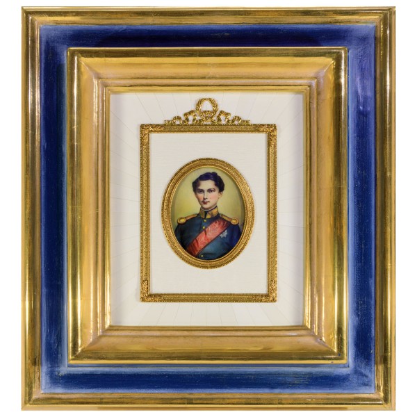 Miniatur-Rahmen mit Malerei Bildgröße 7x9 cm außen 30x35 cm