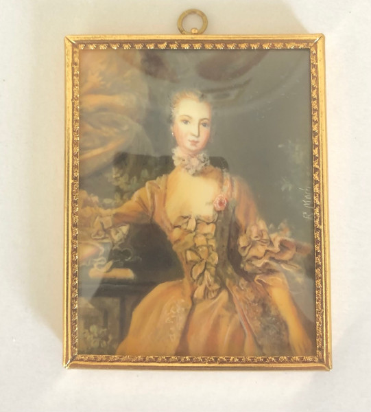 Mammut Elfenbein Miniatur Bildmaß 7x9 cm außen 11x12 cm