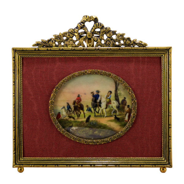 Miniatur-Rahmen mit Malerei Bildgröße 5x6 cm außen 11x12 cm
