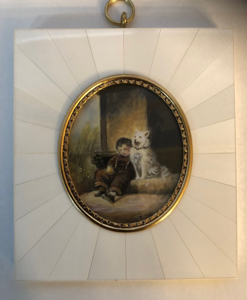 Mammut-Elfenbein Miniatur Bildgröße 5x6cm auß.9.5x11 cm