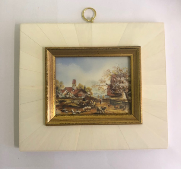 Mammut-Elfenbein Miniatur Bildgröße 7x9cm auß.14x12 cm-