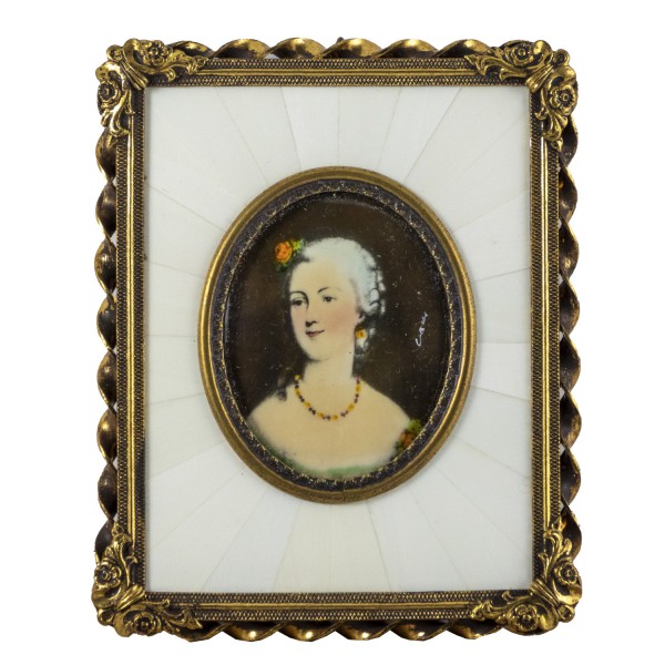 Miniatur-Rahmen mit Malerei Bildgröße 4x5 cm Mme. Dubarry
