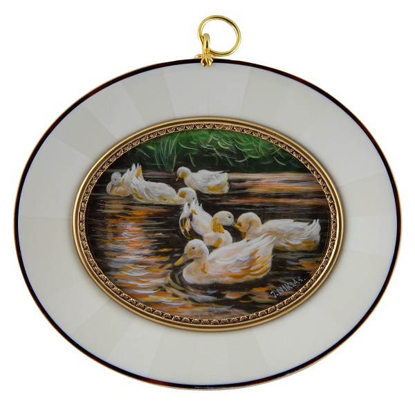 Miniatur-Rahmen mit Malerei Bildgröße 7x9 cm Enten