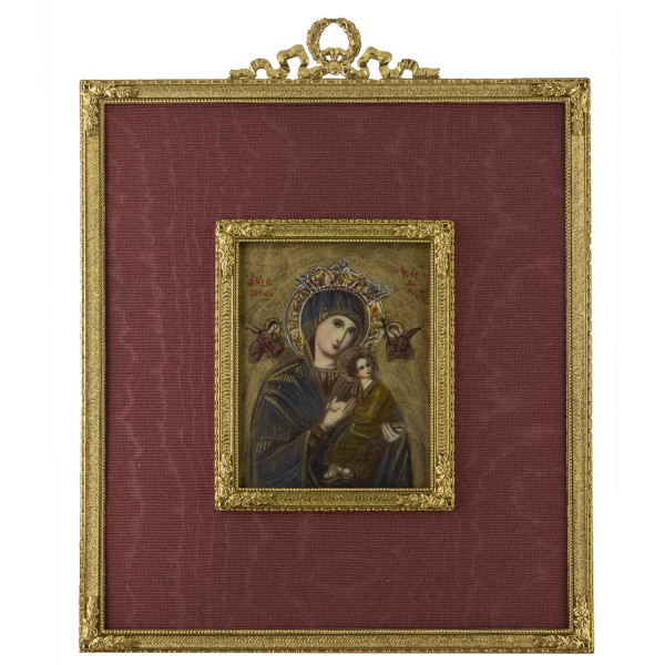 Miniatur-Rahmen mit Malerei Bildgröße 7x9 cm Außenmaß 17x22cm Ikonen-Malerei