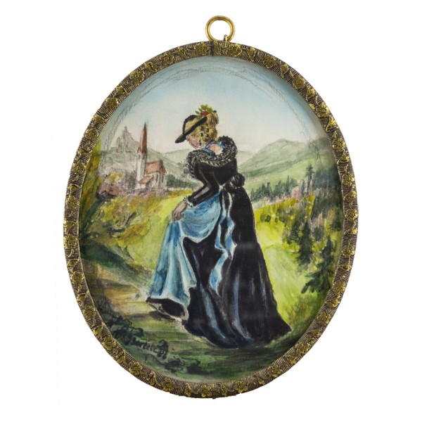 Miniatur-Rahmen mit Aquarellmalerei Bildgröße 8x10 cm