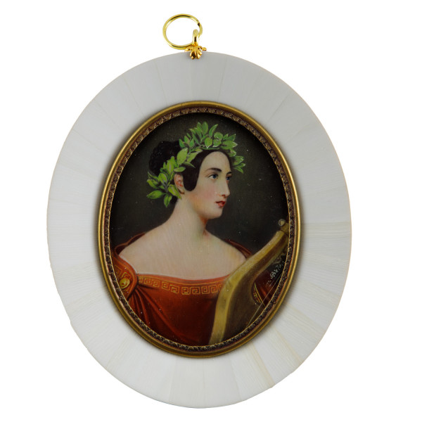 Miniatur-Rahmen mit Malerei Bildgröße 7x9 cm außen 10,5x12,5 cm