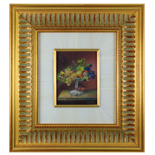 Miniatur-Rahmen mit Malerei Bildgröße 7x9 cm außen 21x23 cm