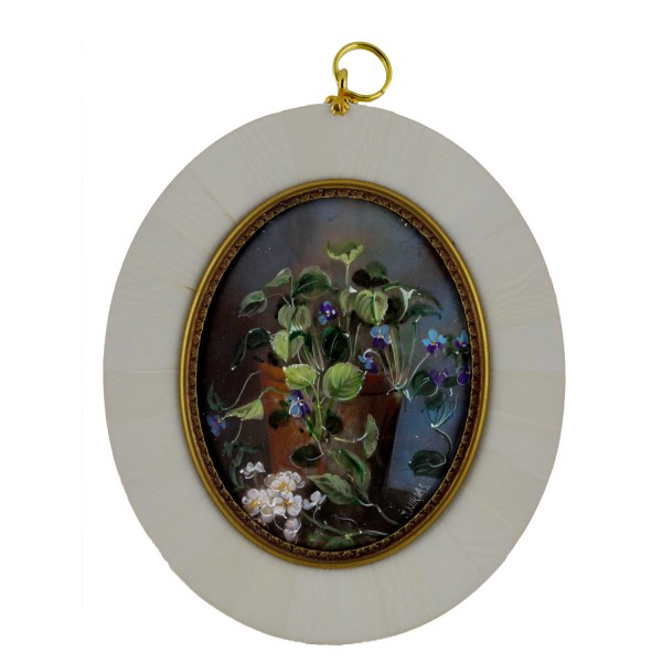 Miniatur-Rahmen mit Malerei Bildgröße 7x9 cm außen 10,5x12
