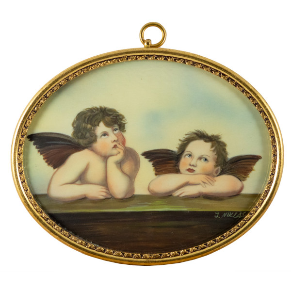 Miniatur-Rahmen mit Malerei Bildgröße 7x9cm auß.7.5x9.5 cm