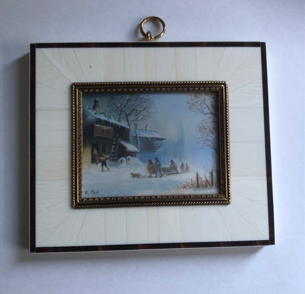 Mammut-Elfenbein Miniatur Bildgröße 7x9cm auß.14x12cm