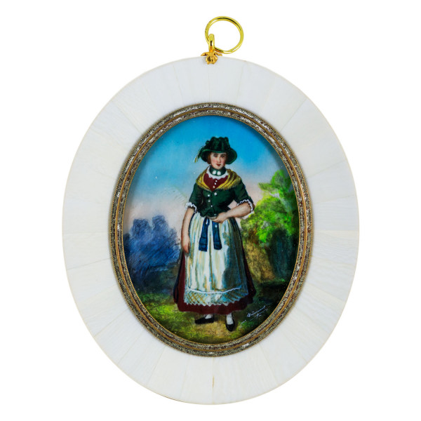 Miniatur-Rahmen mit Malerei Bildgröße 7x9 cm außen 10,5x12,5 cm