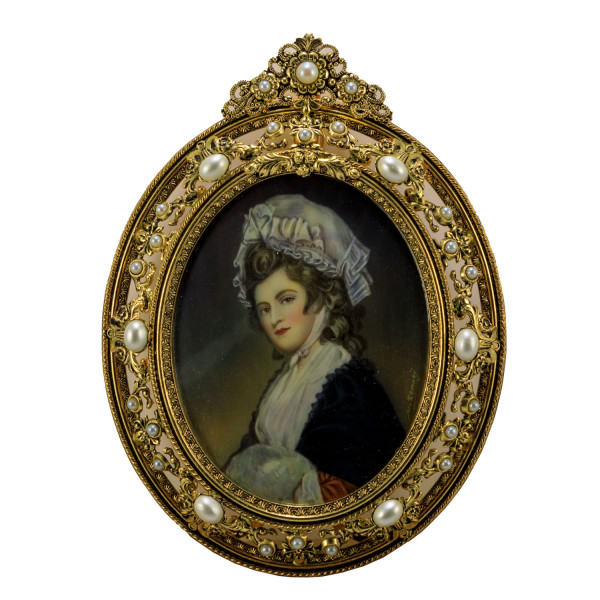 Miniatur-Rahmen mit Malerei Bildgröße 7x9cm außen10,5x13,5 cm