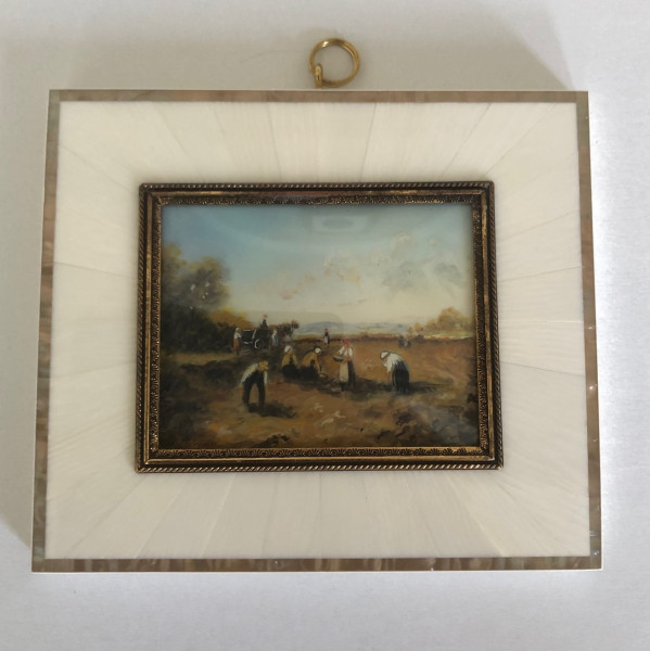 Mammut-Elfenbein Miniatur Bildgröße 7x9cm auß.14x12 cm