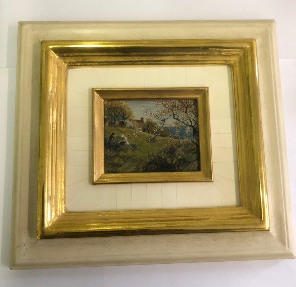 Mammut-Elfenbein Miniatur Bildgröße 7x9cm auß.23x21 cm