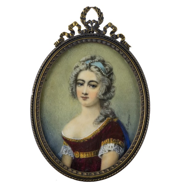 Miniatur-Rahmen mit Malerei Bildgröße 7x9 cm Außenmaß 7,5x11cmComtesse de Provance