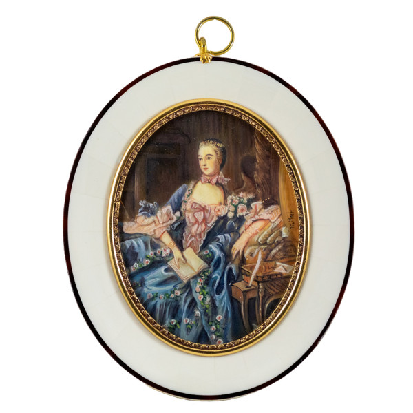 Miniatur-Rahmen mit Malerei Bildgröße 7x9 cm außen 10,5x12 cm