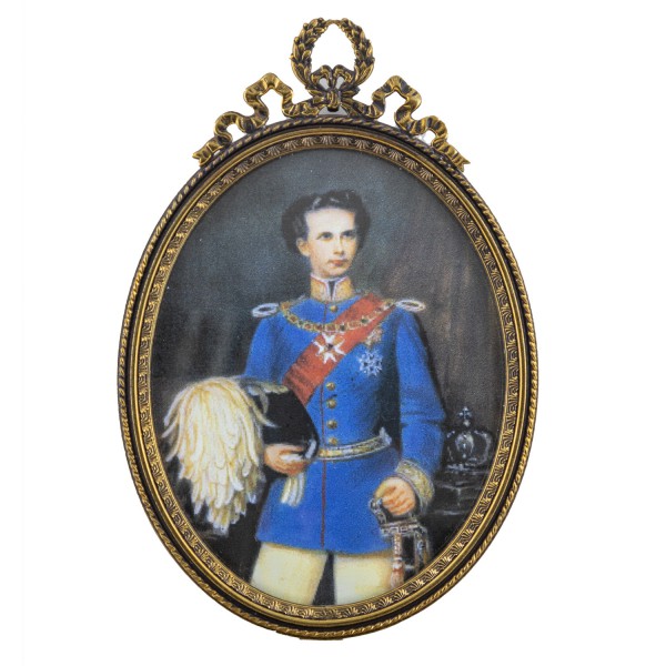 Miniatur-Rahmen mit Kunstdruck Bildgröße 7x9 cm Ludwig II.