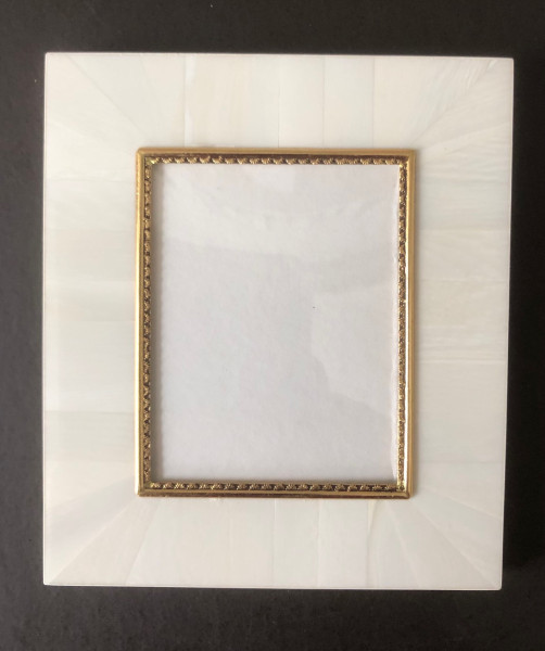 Fotorahmen mit Mammutellfenbein belegt Bildgröße 7x9cm außen 14.5x12,5 cm