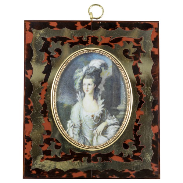 Miniatur-Rahmen mit Malerei Bildgröße 7x9 cm Außenmaß 14,5x12,5 cm Mrs. Graham
